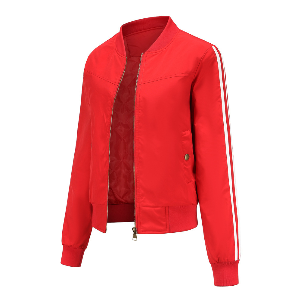 Womens Cropped Aviator Jacket Springautumn Fleece-lined Coat - Image 6