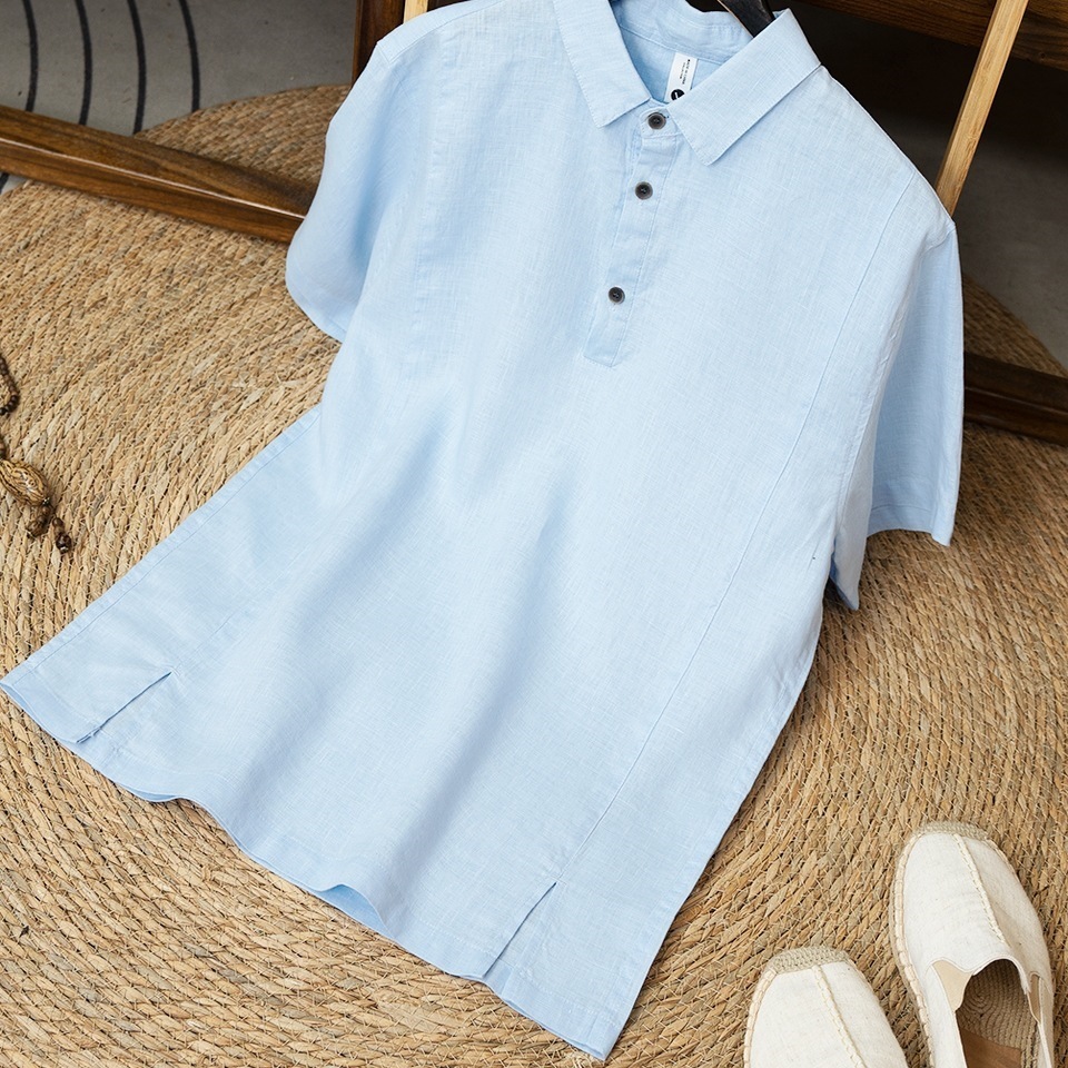 Mens Breathable Linen Short-sleeve Shirt - Image 4