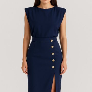 Women’s Summer Split Dress With Buttons Casual Sleeveless Midi Dress Clothing - Image 4