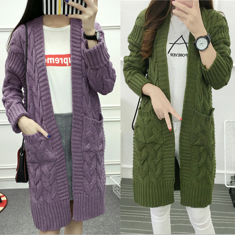 Knitted Cardigan Mid-length With Pockets - Image 3