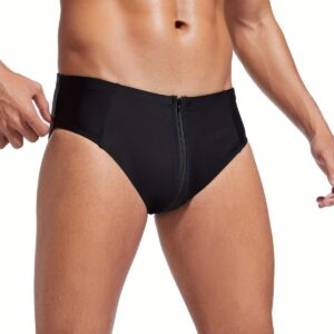 Mens Low-rise Solid-color Brief Swim Trunks