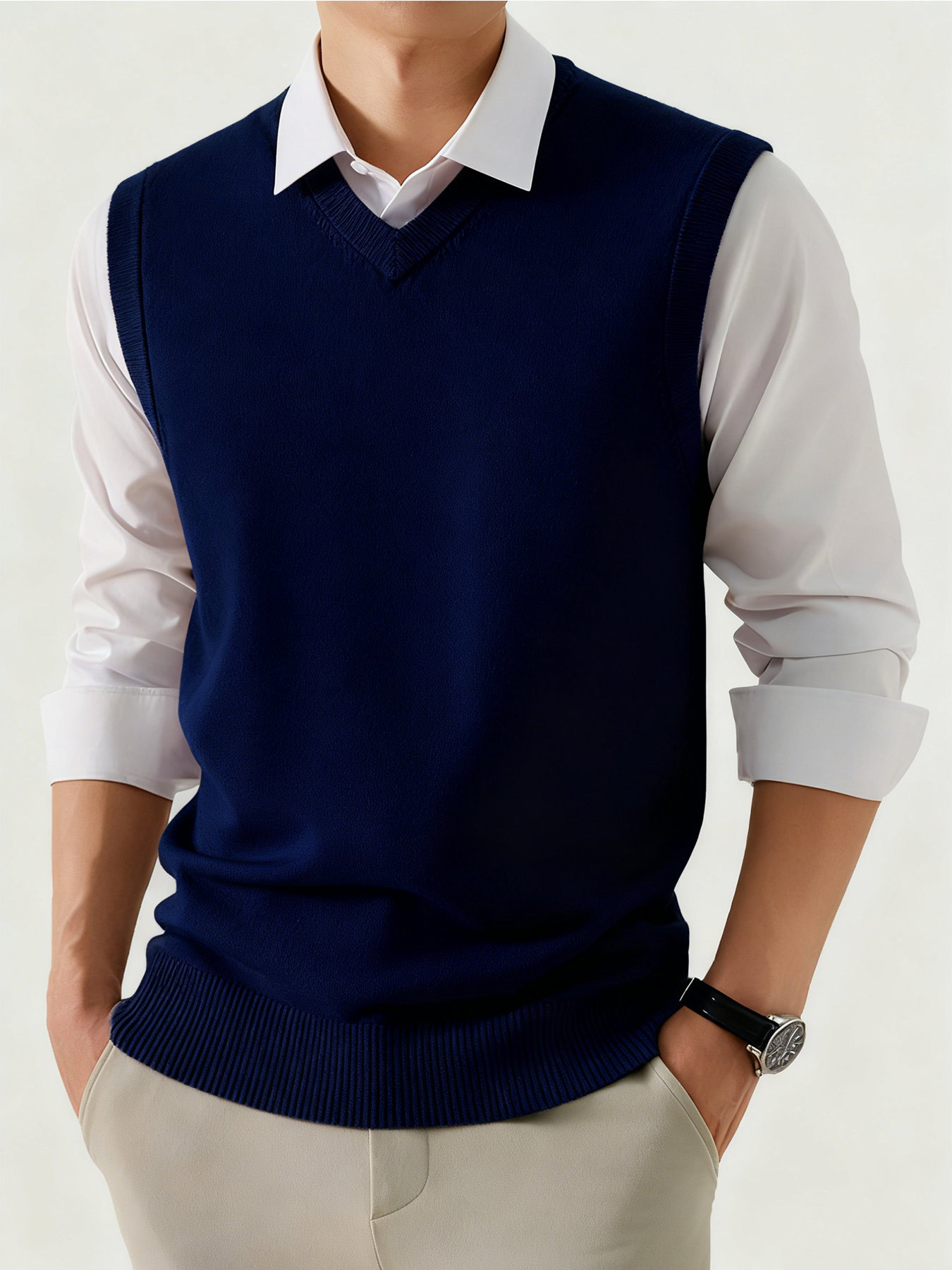 Mens Vest, Business-Casual Waistcoat Loose-Fit Outerwear For Suits - Image 6