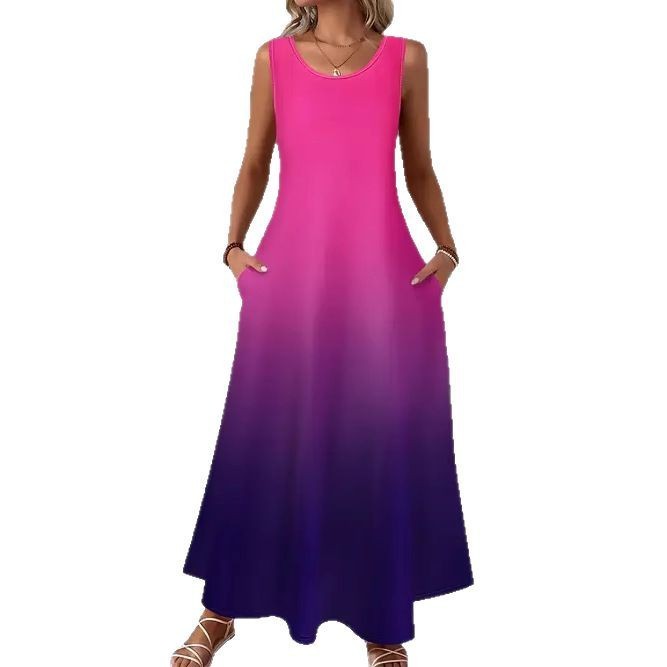 Vintage Navy Blue Womens Printed Elegant Long Party Dress - Image 5