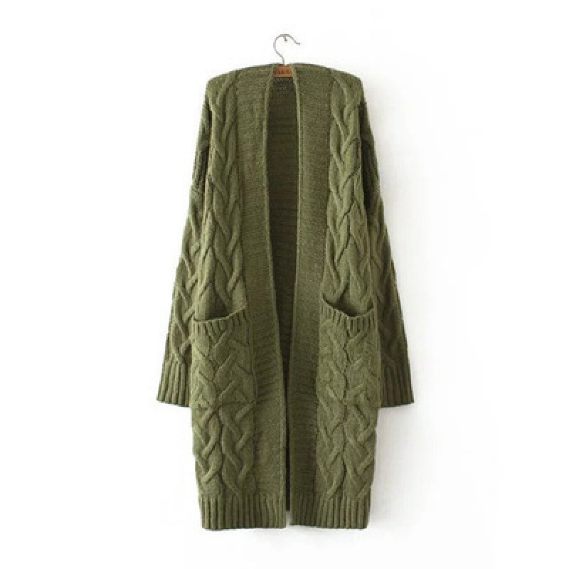 Knitted Cardigan Mid-length With Pockets - Image 9