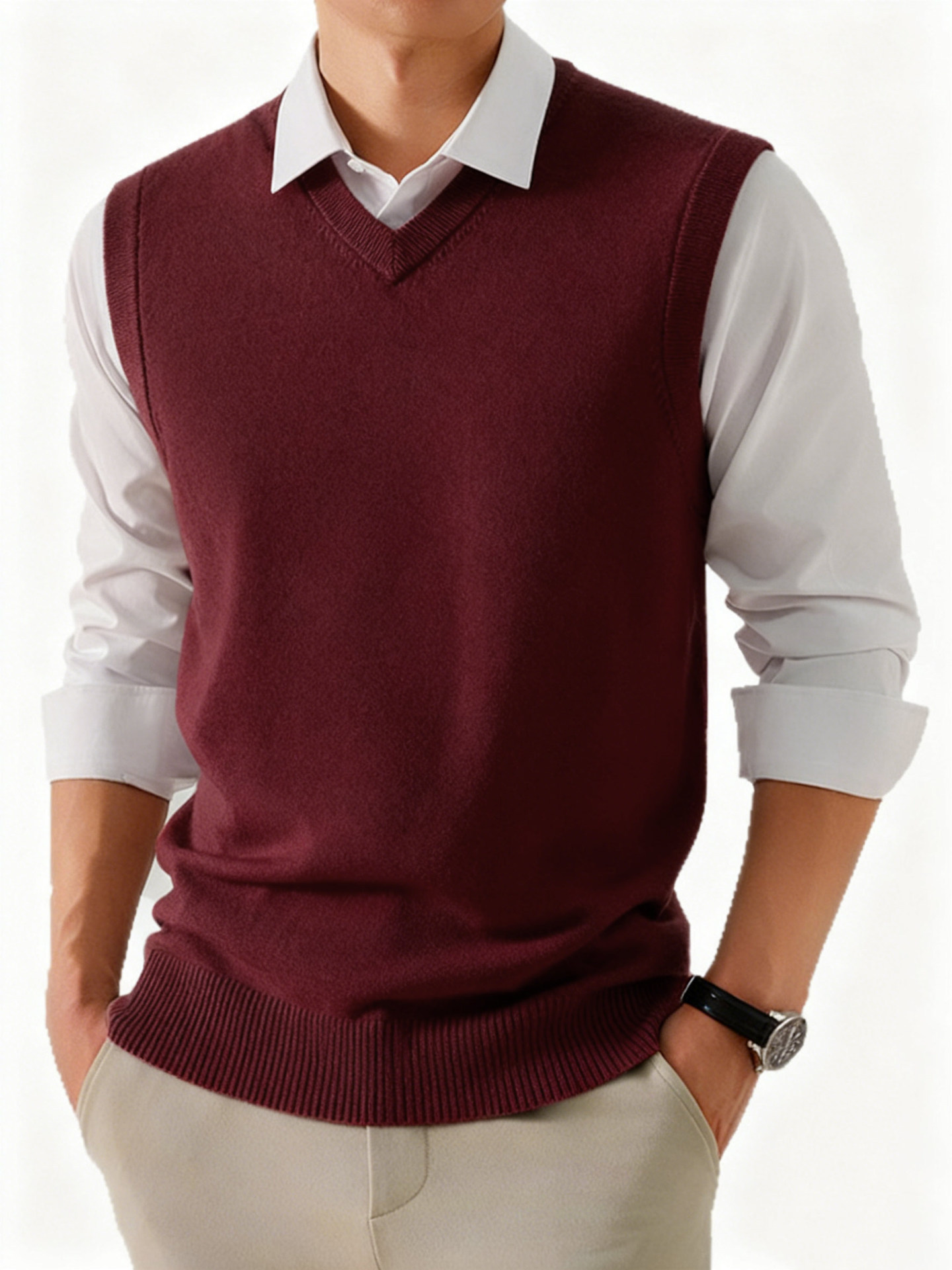 Mens Vest, Business-Casual Waistcoat Loose-Fit Outerwear For Suits - Image 5