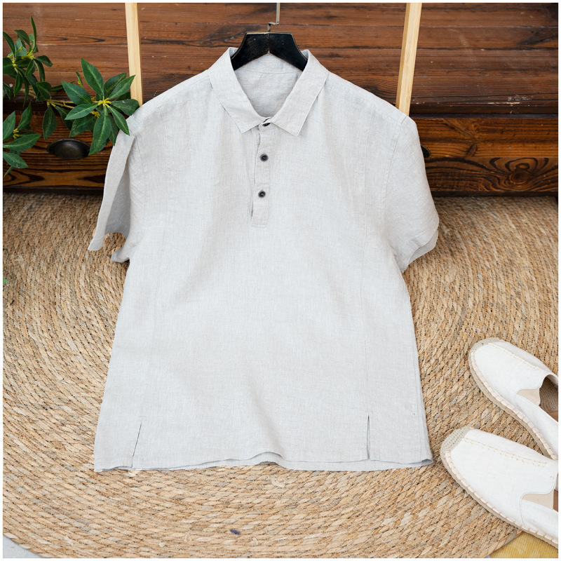 Mens Breathable Linen Short-sleeve Shirt - Image 8
