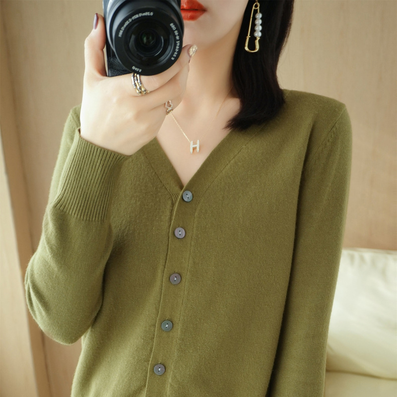 SpringSummer V-neck Cardigan Long-Sleeve Knit Top - Image 2