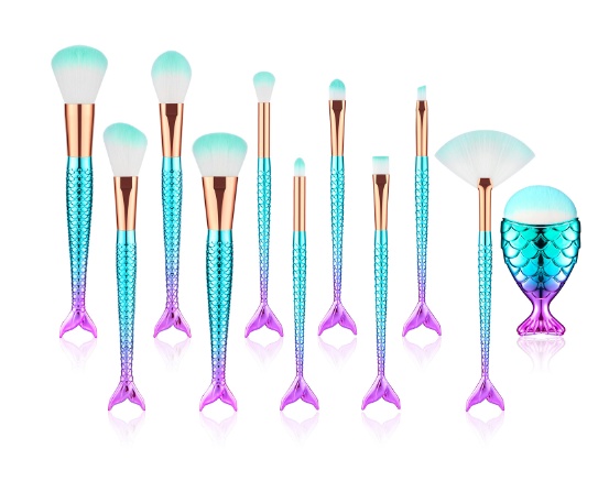 11pcs Makeup Brushes Kit Maquiagem Maquillaje New Mermaid Foundation Eyebrow Eyeliner Cosmetic Makeup Brushes - Image 3