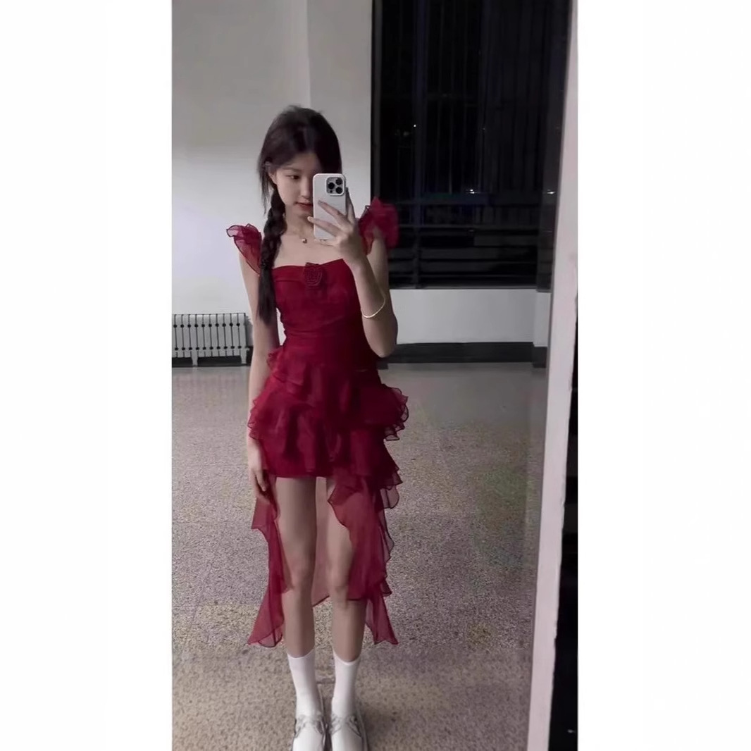 First Love Irregular Ruffled Slim-Fit Dress - Image 4