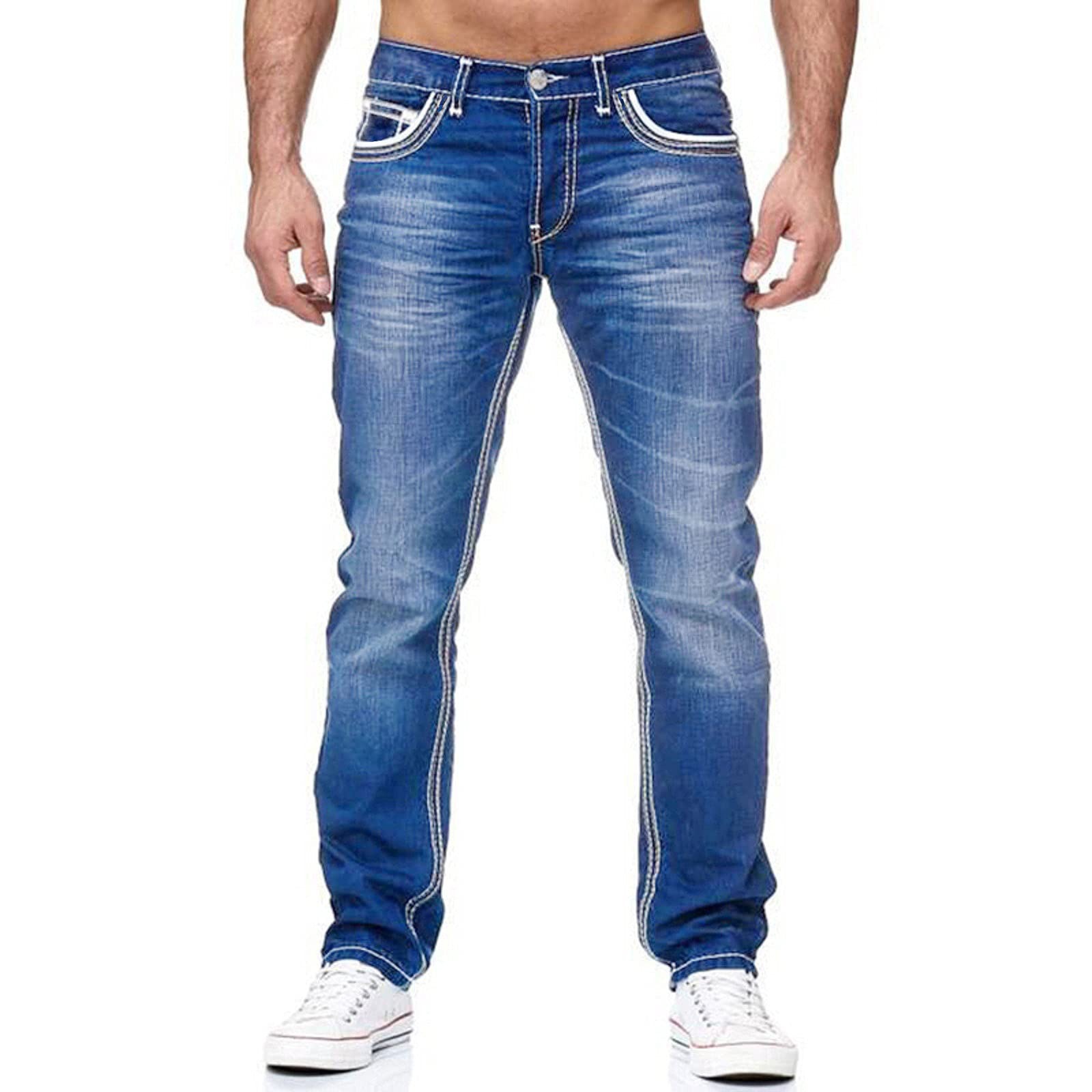 Men Jeans With Pockets Straight Pants Business Casual Daily Streetwear Trousers Men’s Clothing - Image 6