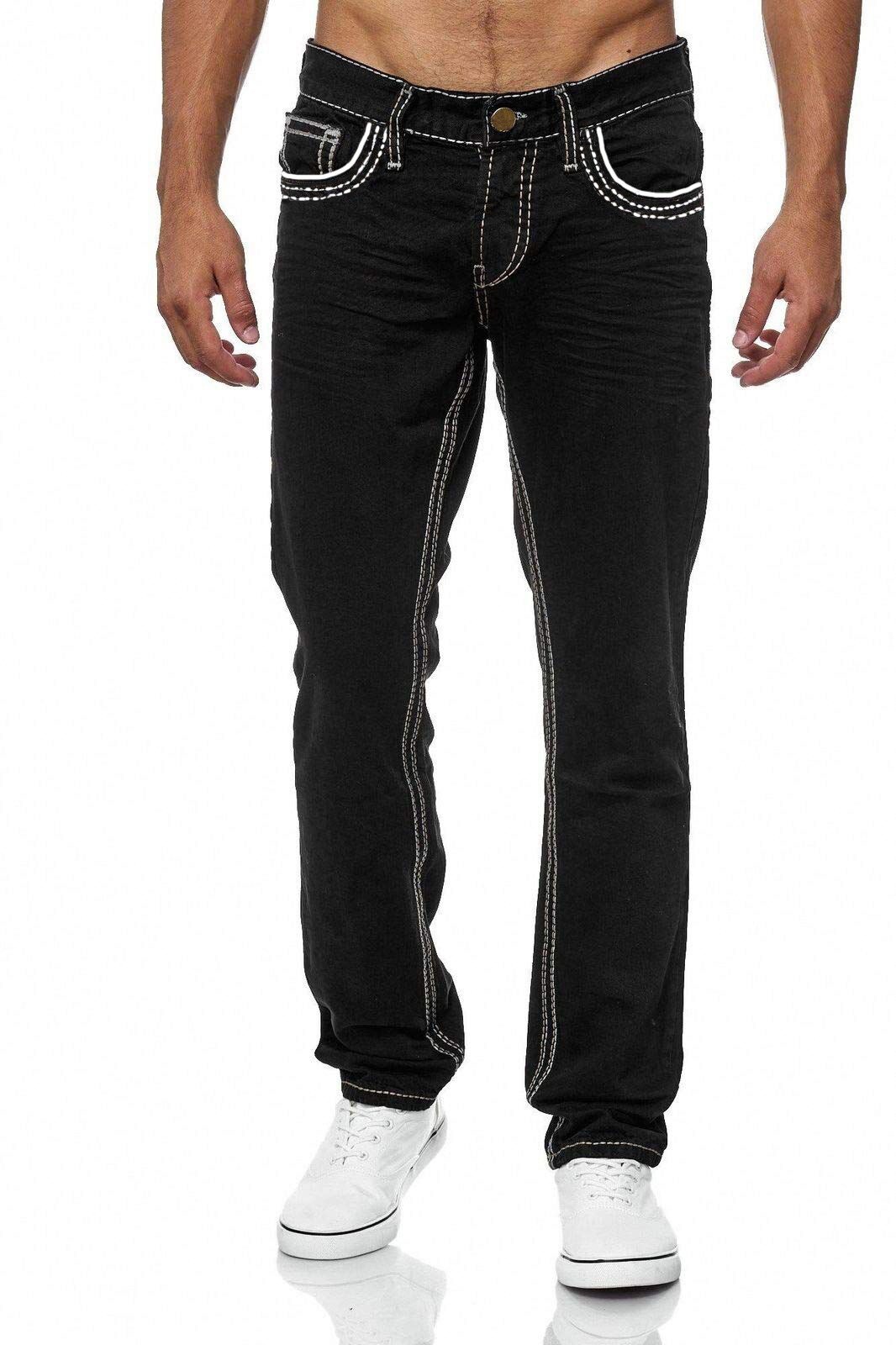 Men Jeans With Pockets Straight Pants Business Casual Daily Streetwear Trousers Men’s Clothing - Image 2